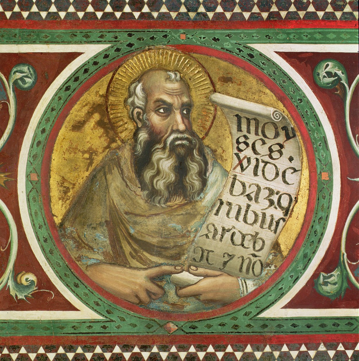 Maesta: Mojżesz, szczegół z kadru autorstwa Simone Martini
