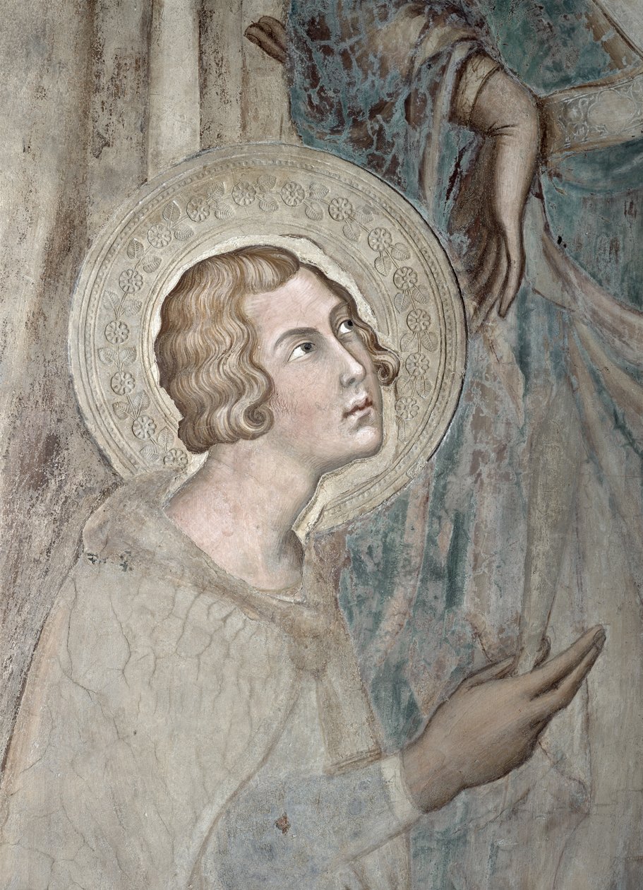 Maesta: Święty Ansanus, 1315 (detal z 51591) autorstwa Simone Martini