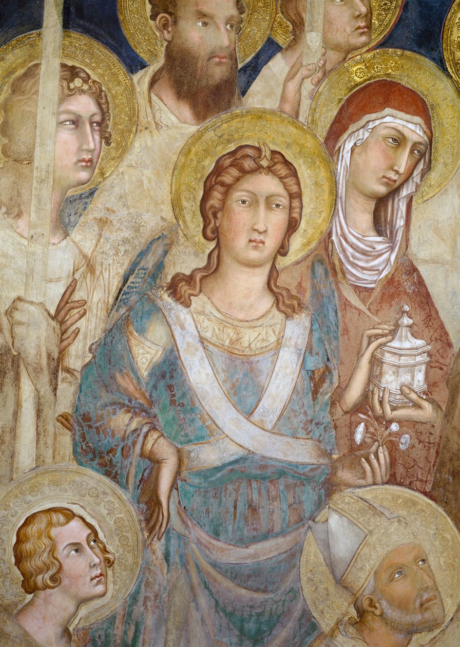 Maesta, fragment św. Michała, fresk z 1315 r autorstwa Simone Martini