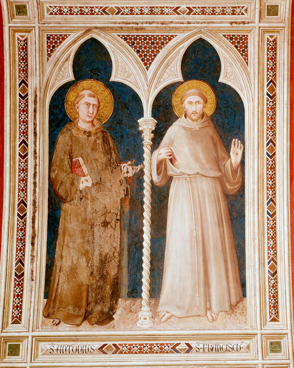 Św. Antoni Padewski i św. Franciszek z Asyżu Fresk Simone Martini (ok. 1284-1344) wym. 215x185 cm Asyż, bazylika San Francesco, Kościół Dolny Włochy autorstwa Simone Martini