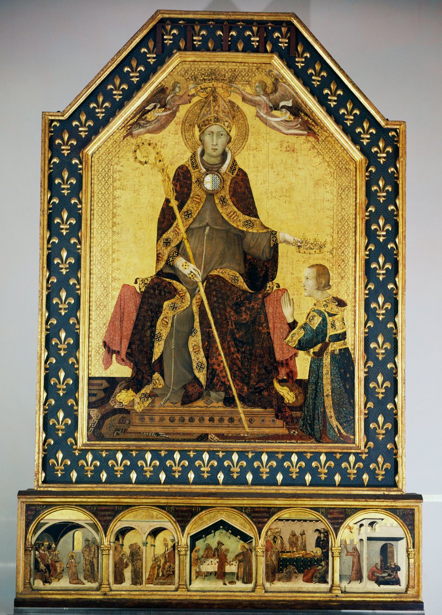Saint Louis biskup Tuluzy koronujący swojego brata Roberta z Anjou, króla Neapolu autorstwa Simone Martini