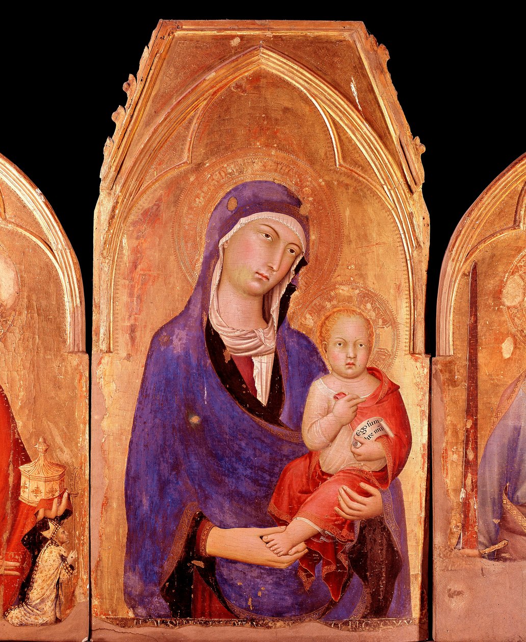Dziewica z dzieckiem (tempera i złoto na panelu) autorstwa Simone Martini