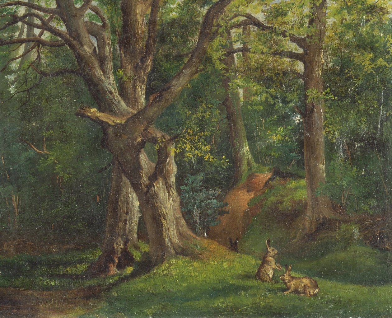 Scena leśna z królikami autorstwa Hubert von Herkomer