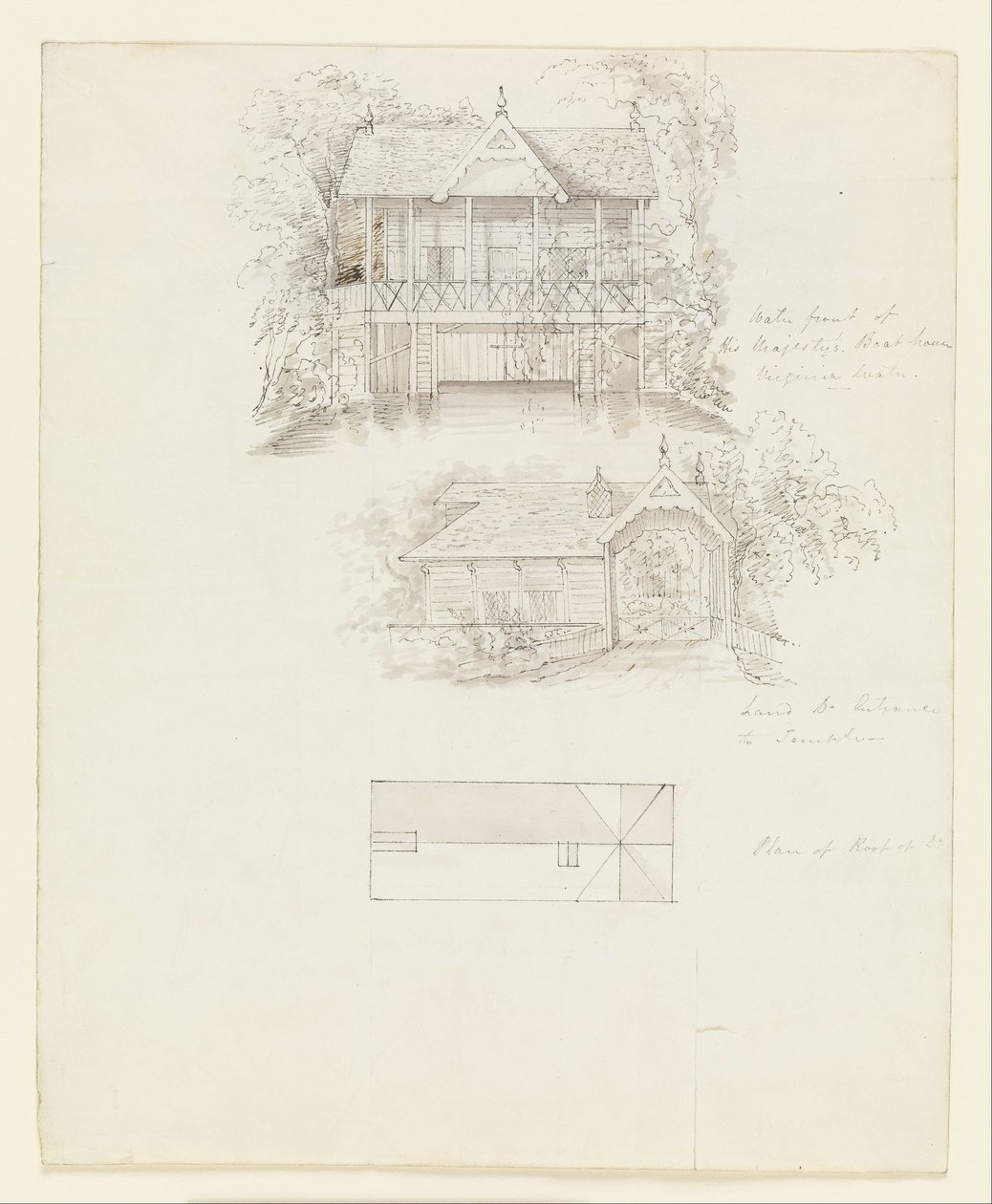Domek na łódce, Virginia Water; Verso - Scullery, Virginia Water autorstwa Sir Jeffry Wyatville
