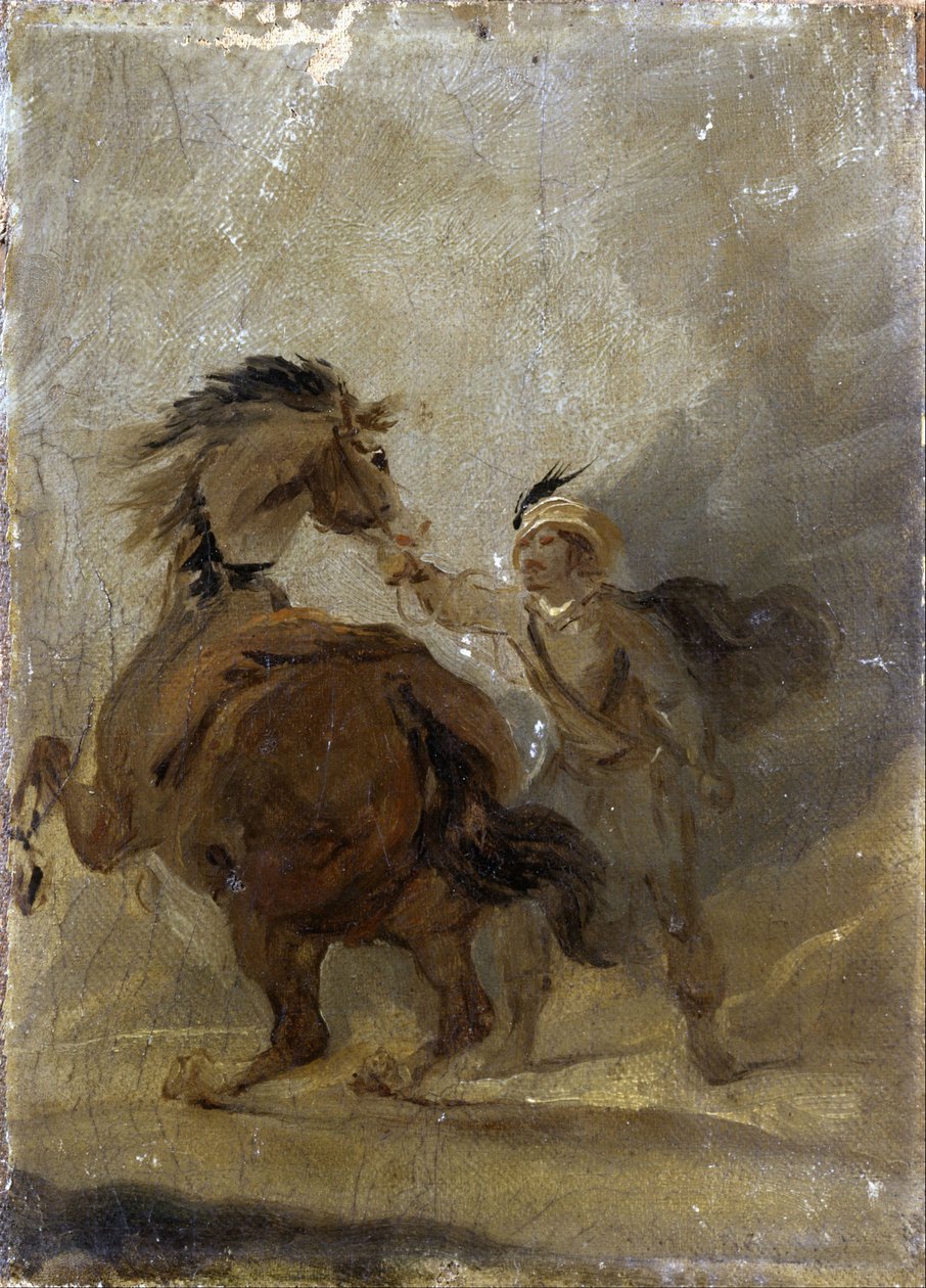 Mężczyzna trzymający konia autorstwa Sir Peter Francis Bourgeois