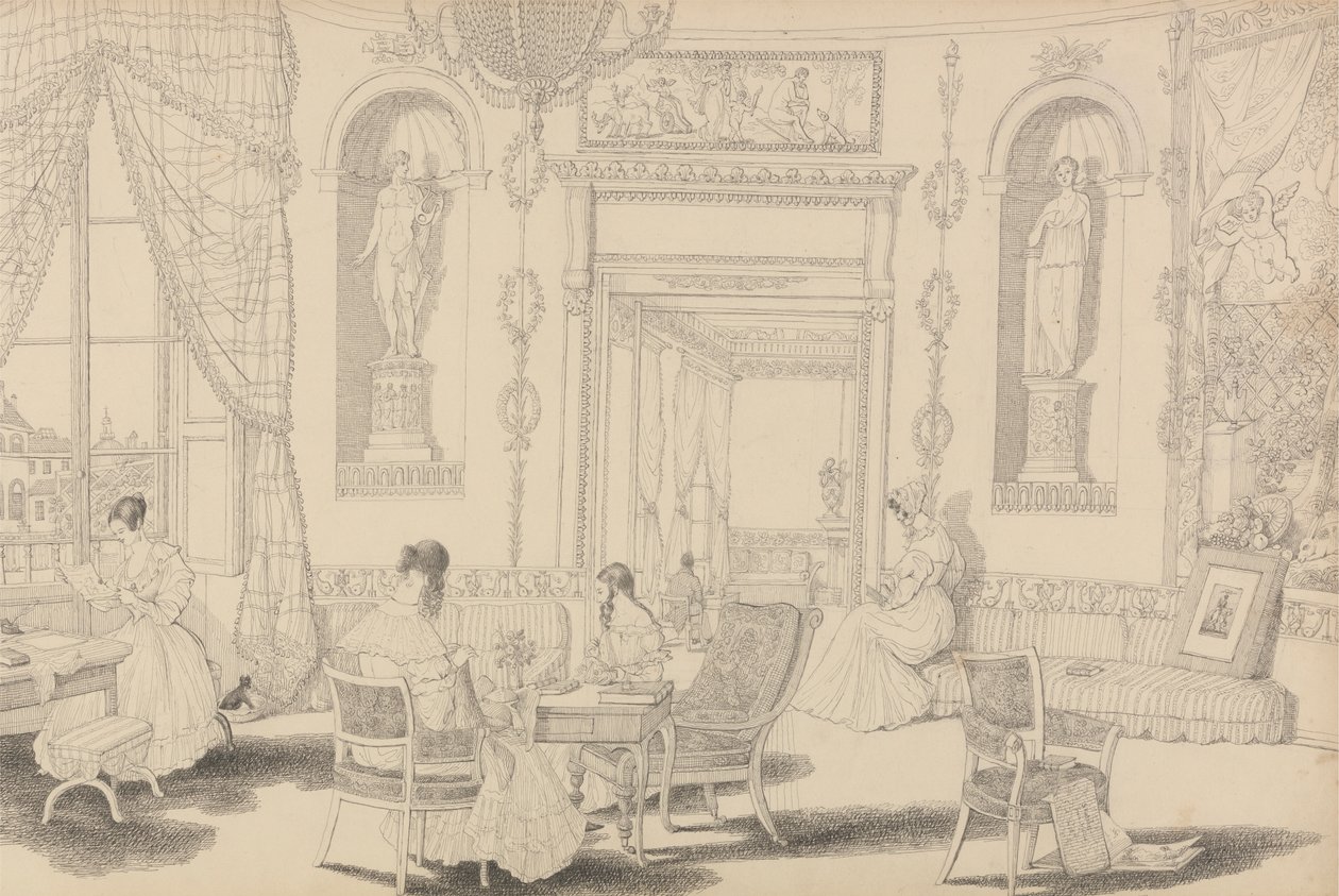 Album 30 widoków w Tyrolu i we Włoszech: Circular Boudoir w Casino Pecori 10 października 1841 autorstwa Sir Charles D