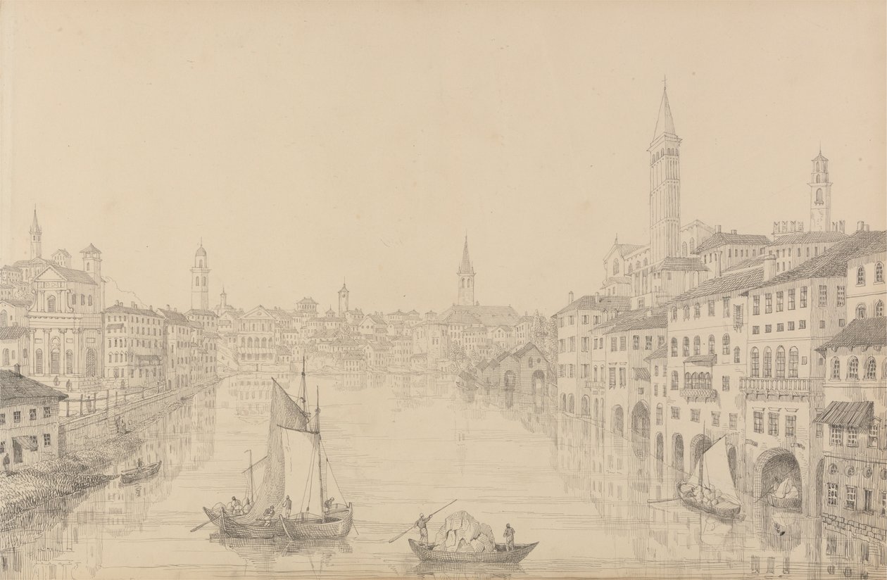 Album 30 widoków w Tyrolu i we Włoszech: Werona z mostu, 1 listopada 1840 r autorstwa Sir Charles D