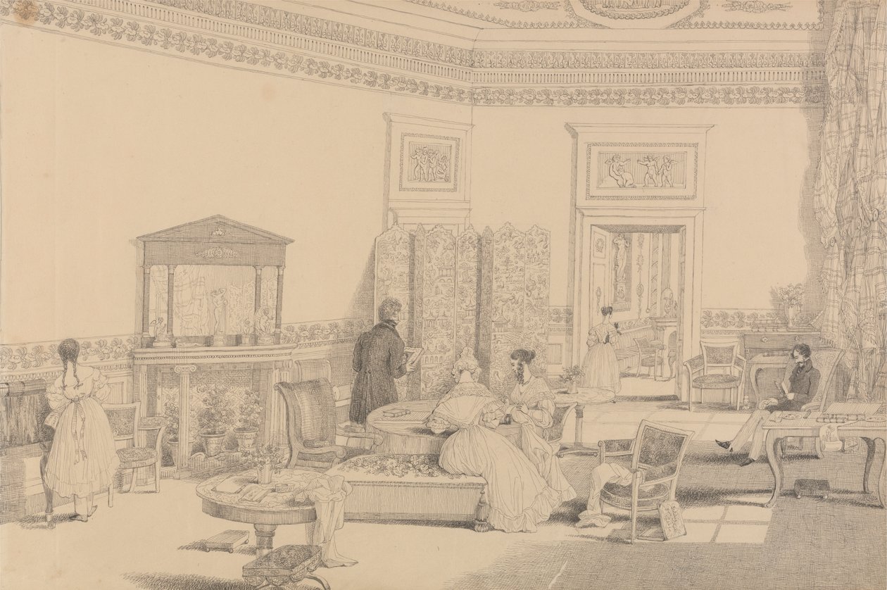 Album 30 widoków w Tyrolu i we Włoszech: salon, Casino Pecori 12 października 1841 autorstwa Sir Charles D