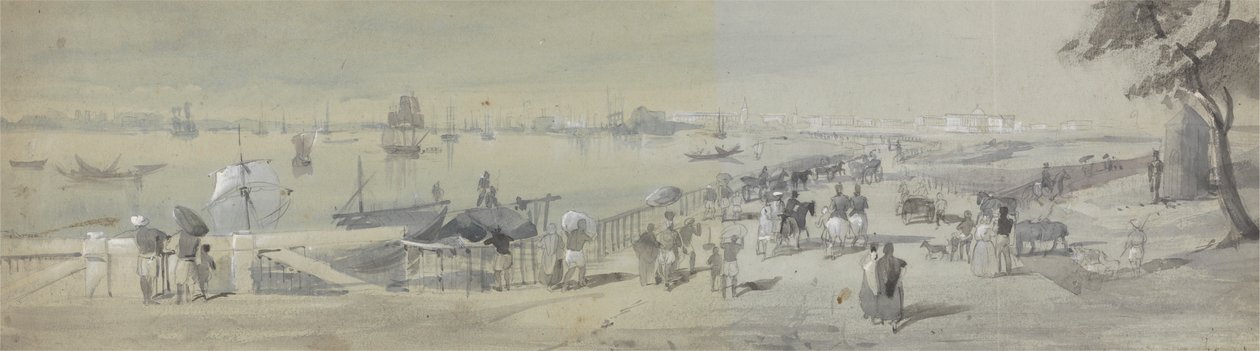 Ogólny widok Kalkuty, od wejścia do bramy wodnej Fort William autorstwa Sir Charles DOyly