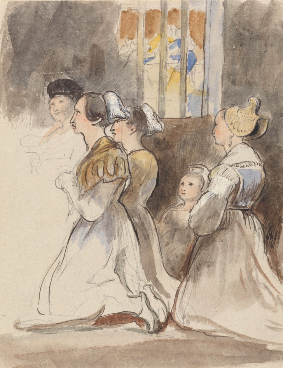 Grupa kobiet na mszy św autorstwa Sir David Wilkie