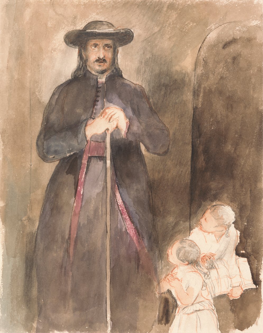 Ksiądz z dwójką dzieci autorstwa Sir David Wilkie