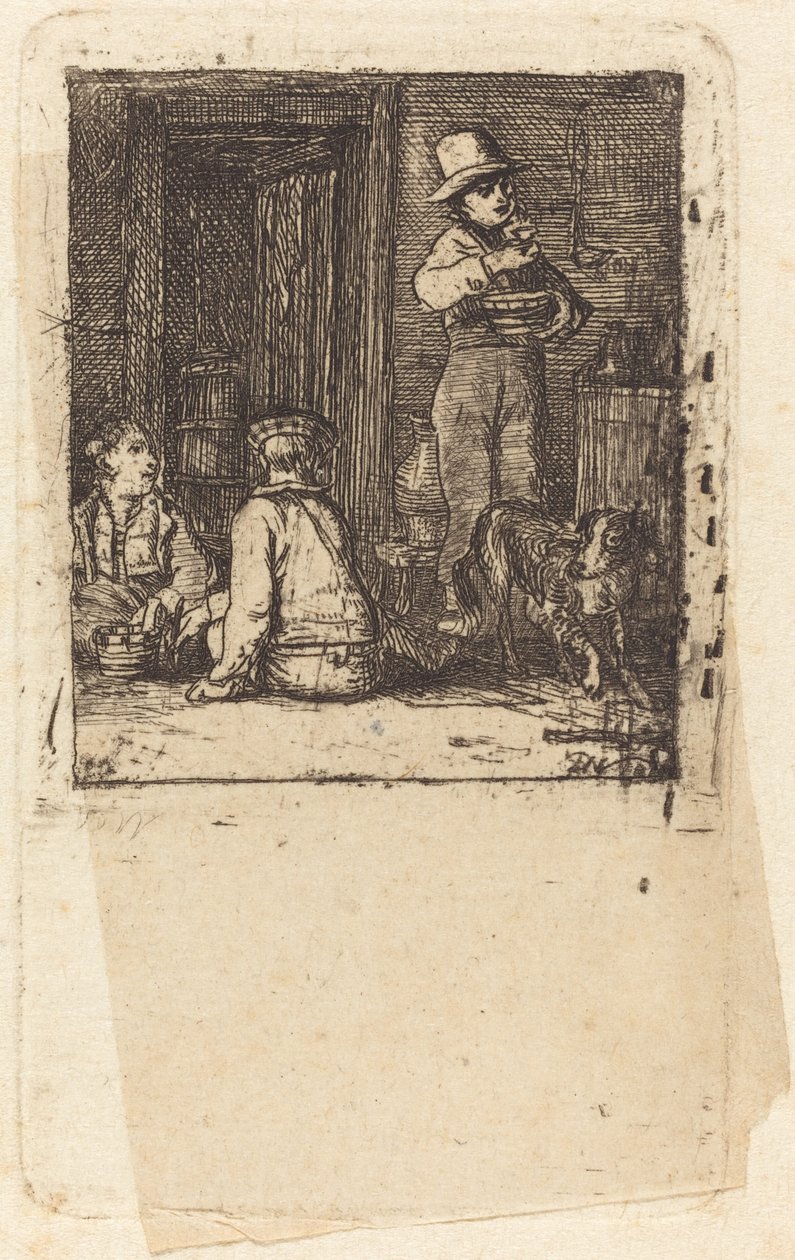 Wnętrze z trzema chłopcami i psem autorstwa Sir David Wilkie