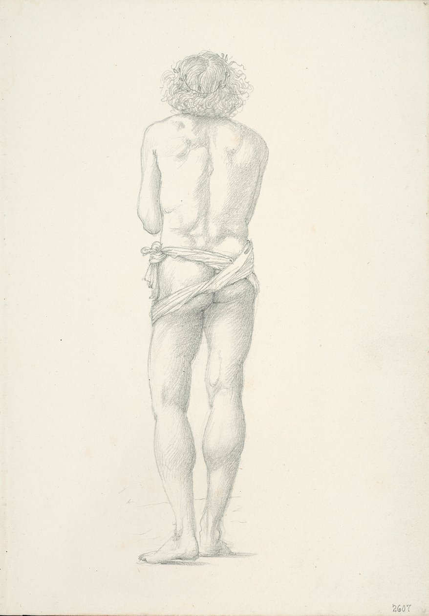 Widok z tyłu stojącego nagiego mężczyzny autorstwa Sir Edward Burne Jones