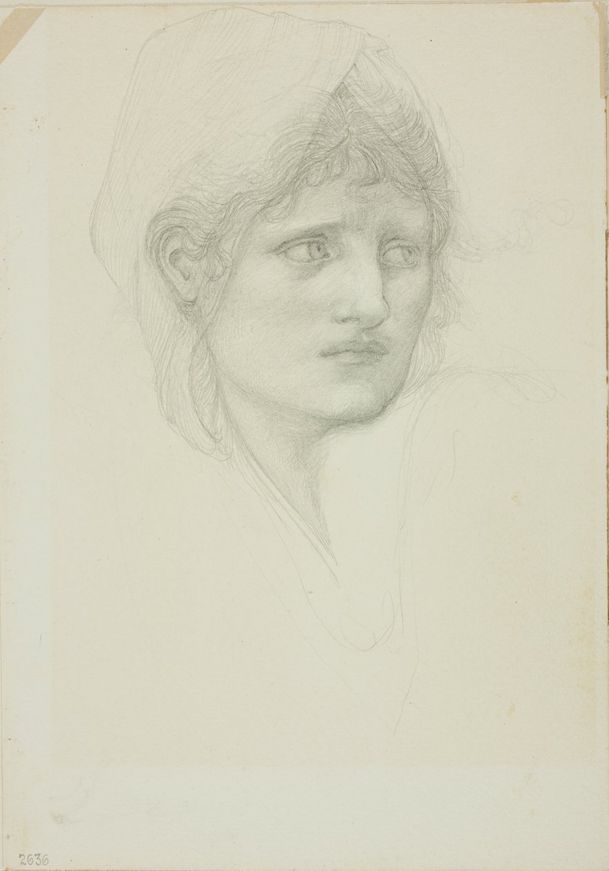 Drapowana głowa, oczy skierowane w prawo autorstwa Sir Edward Burne Jones