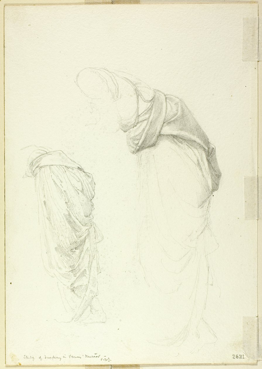 Draperie, dwa studia do Zwierciadła Wenus autorstwa Sir Edward Burne Jones