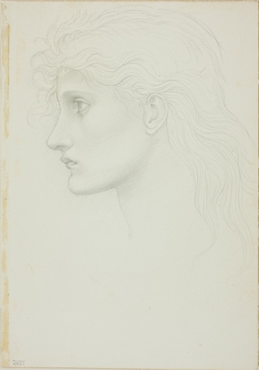 Głowa dziewczyny skierowana w lewo autorstwa Sir Edward Burne Jones