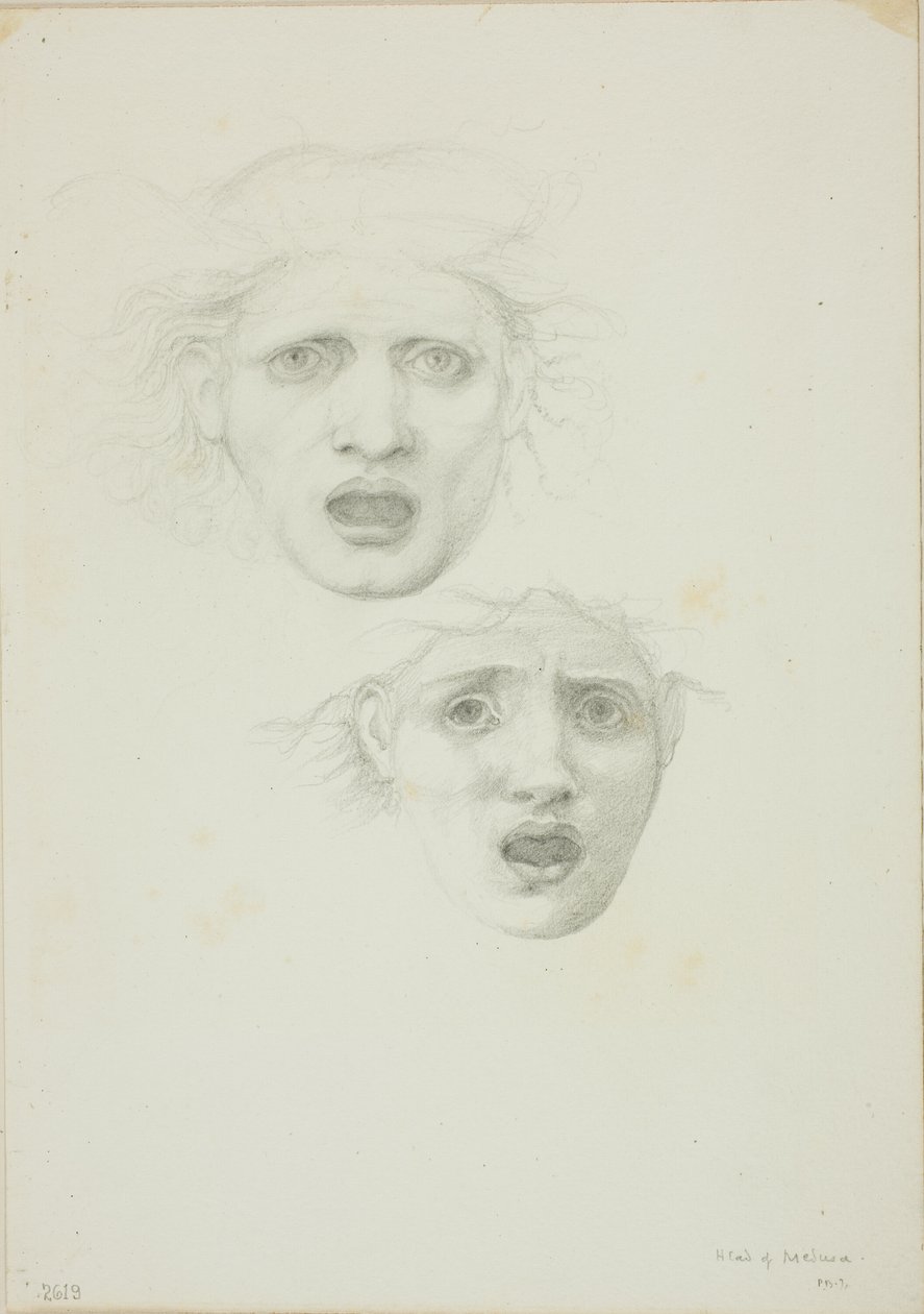Kierownik Meduzy, dwa studia dla Rondanini Medusa autorstwa Sir Edward Burne Jones