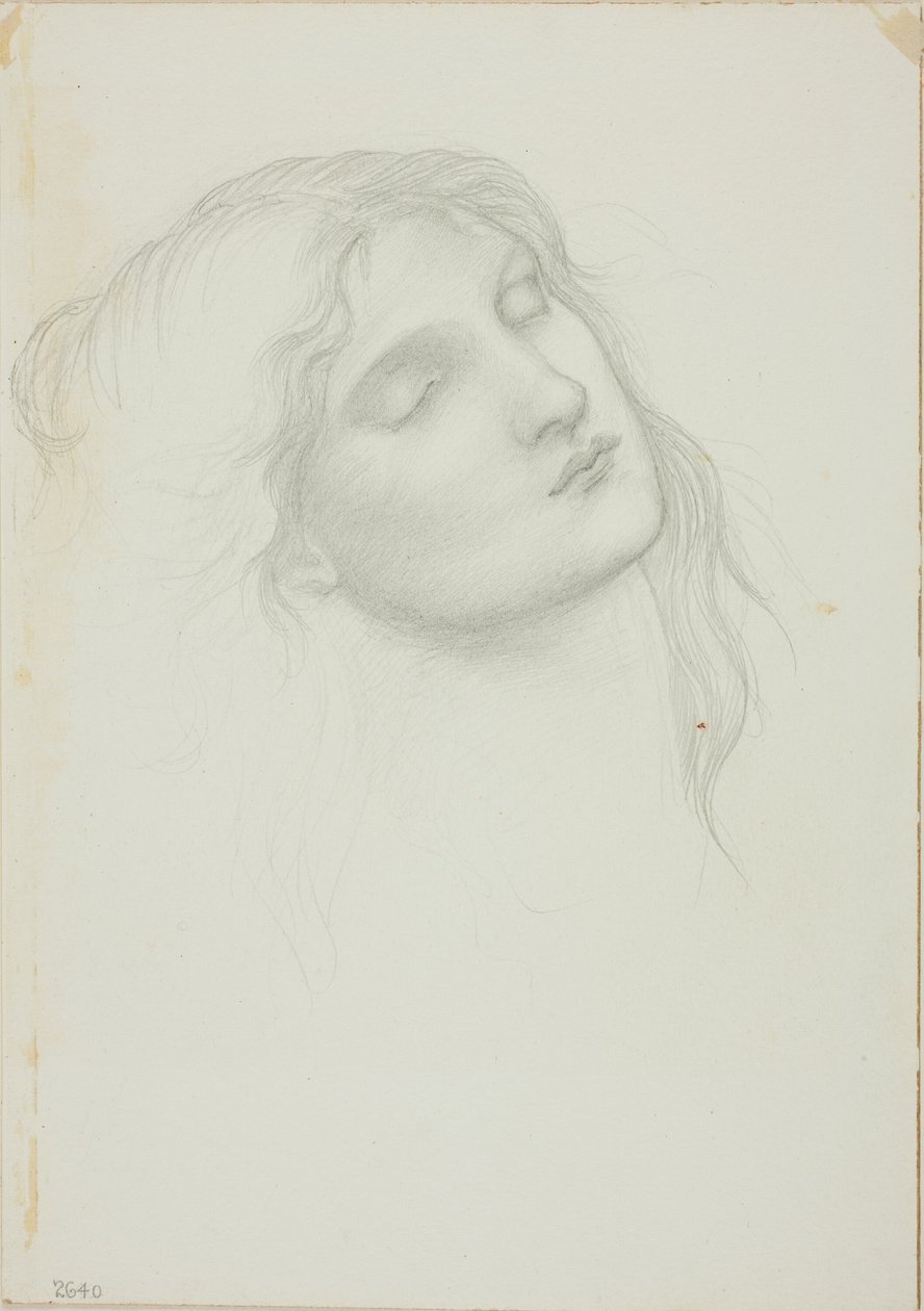 Głowa kobiety z zamkniętymi oczami autorstwa Sir Edward Burne Jones