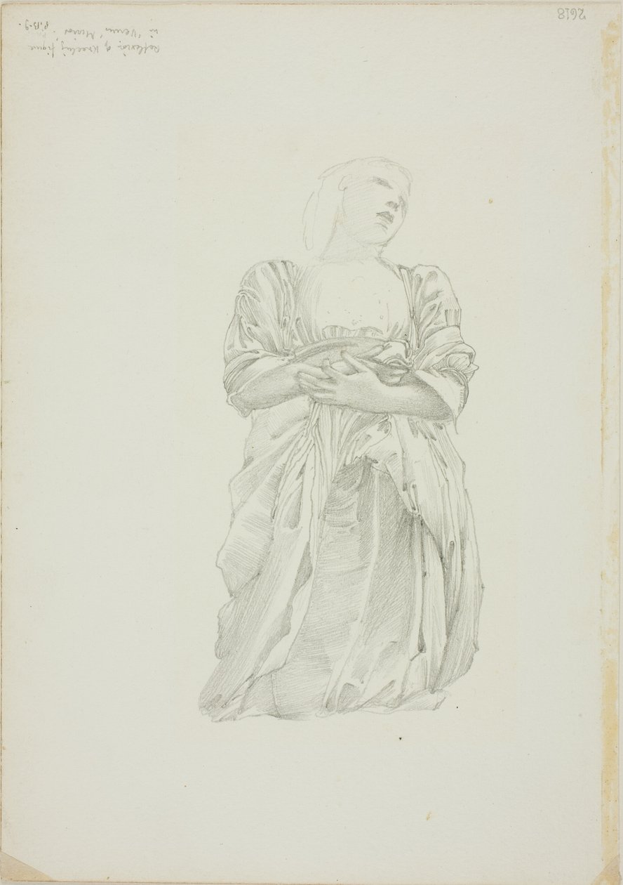 Odbicie klęczącej postaci kobiecej, studium dla Zwierciadła Wenus autorstwa Sir Edward Burne Jones