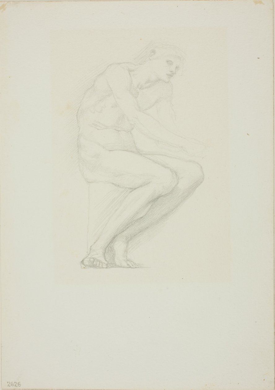 Siedzący mężczyzna nago autorstwa Sir Edward Burne Jones