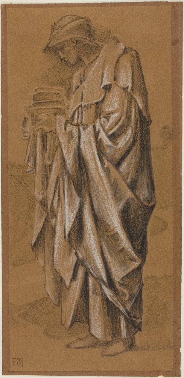 Stojąca udrapowana postać z profilu w lewo autorstwa Sir Edward Burne Jones