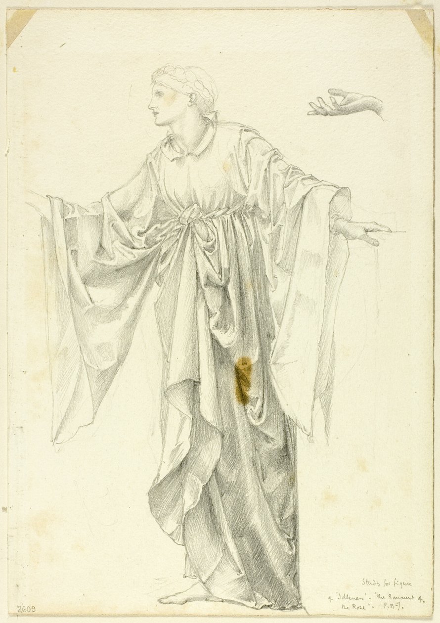 Studium do figury "Bezczynność - polowanie na różę autorstwa Sir Edward Burne Jones