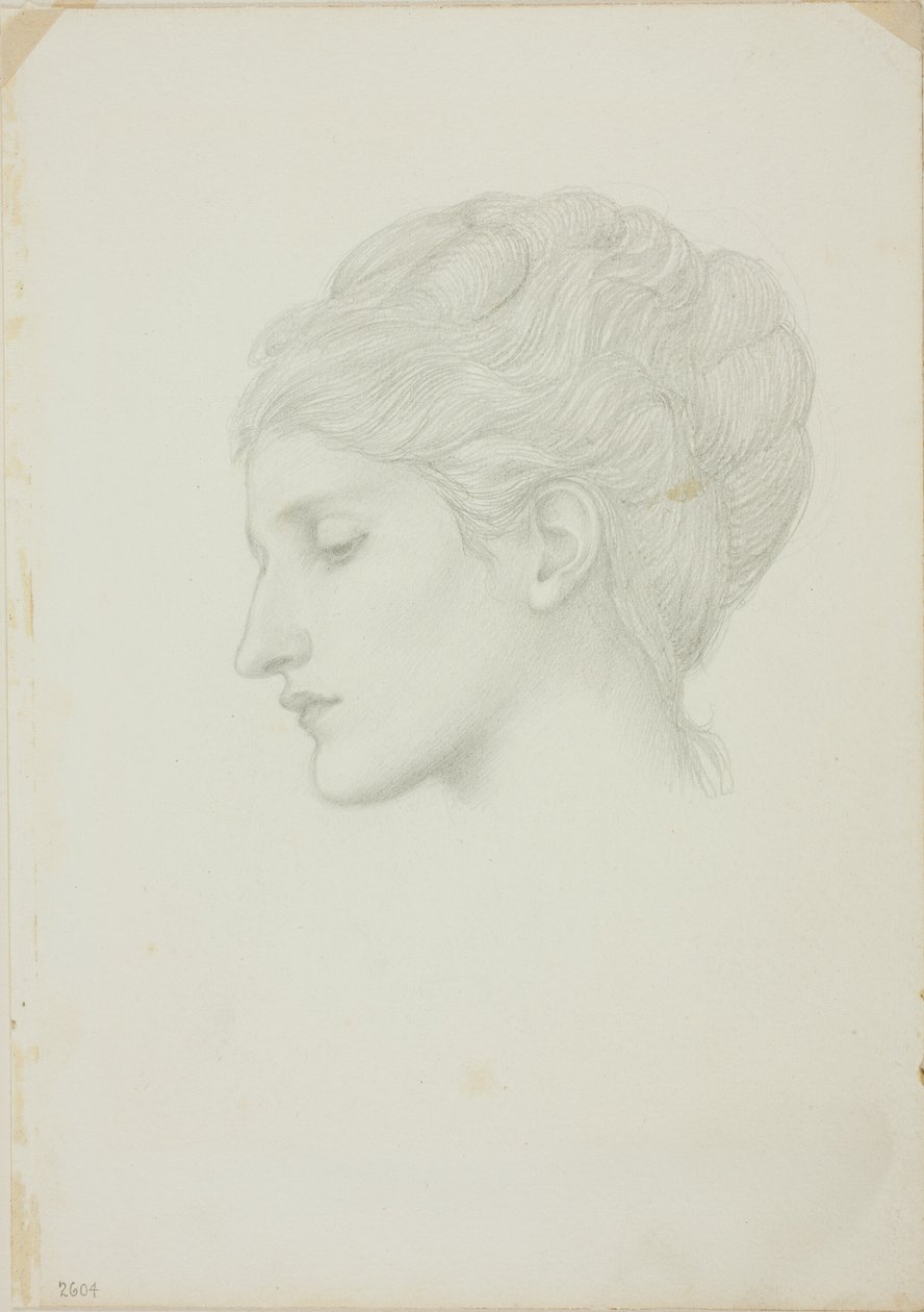 Głowa kobiety z profilu w lewo autorstwa Sir Edward Burne Jones