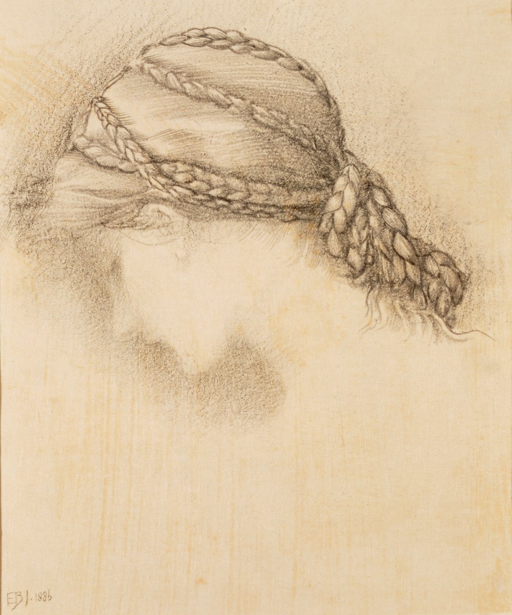 Głowa kobiety, fragment ze szkicownika, 1886. autorstwa Sir Edward Burne Jones