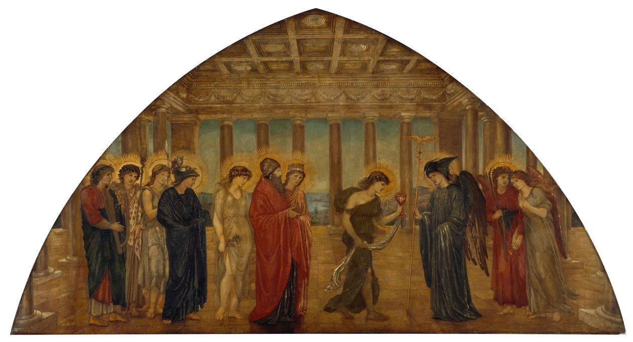 Kupidyn i Psyche - Pałacowe Zielone Malowidła - Psyche wkraczające do Portali Olimpu, 1881. autorstwa Sir Edward Coley Burne Jones