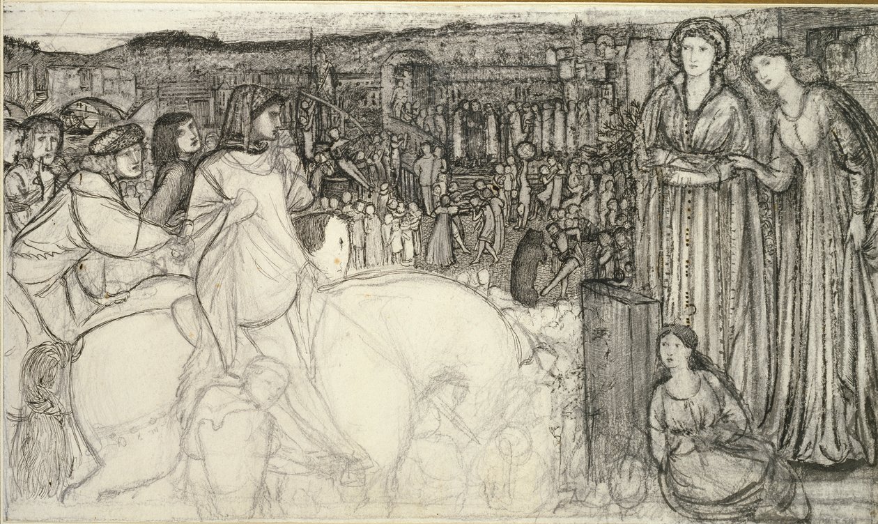 Gualdrada Donati przedstawia swoją córkę Buondelmente, ok. 1850 r. autorstwa Sir Edward Coley Burne Jones