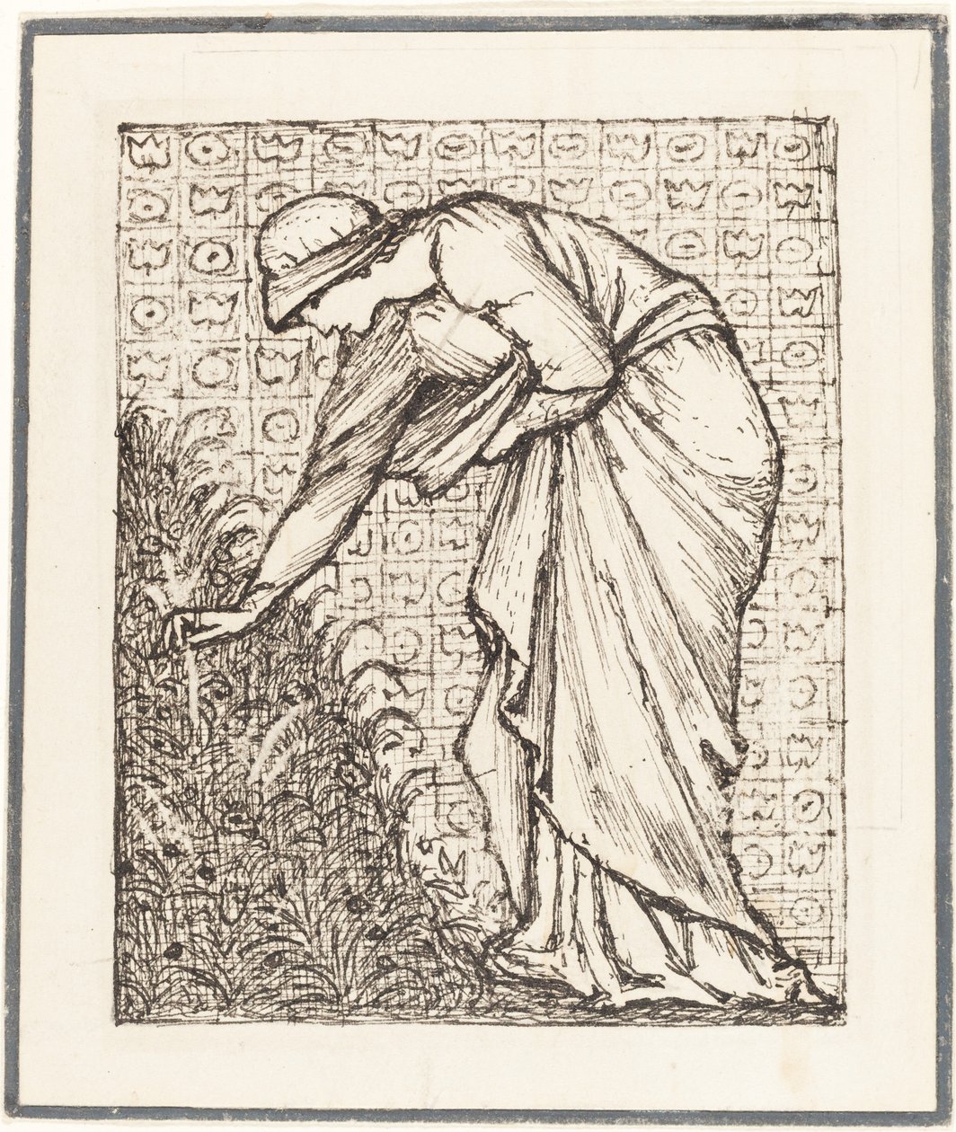 Pani zbierająca kwiaty autorstwa Sir Edward Coley Burne Jones
