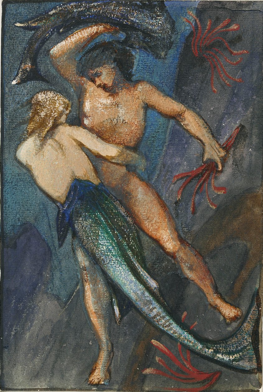 Syrena i człowiek z Albumu czterdziestu ośmiu rysunków, c1853-1898 autorstwa Sir Edward Coley Burne Jones