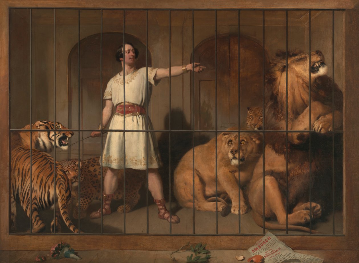 Portret pana Van Amburgha, gdy pojawił się ze swoimi zwierzętami w londyńskich teatrach autorstwa Sir Edwin Henry Landseer