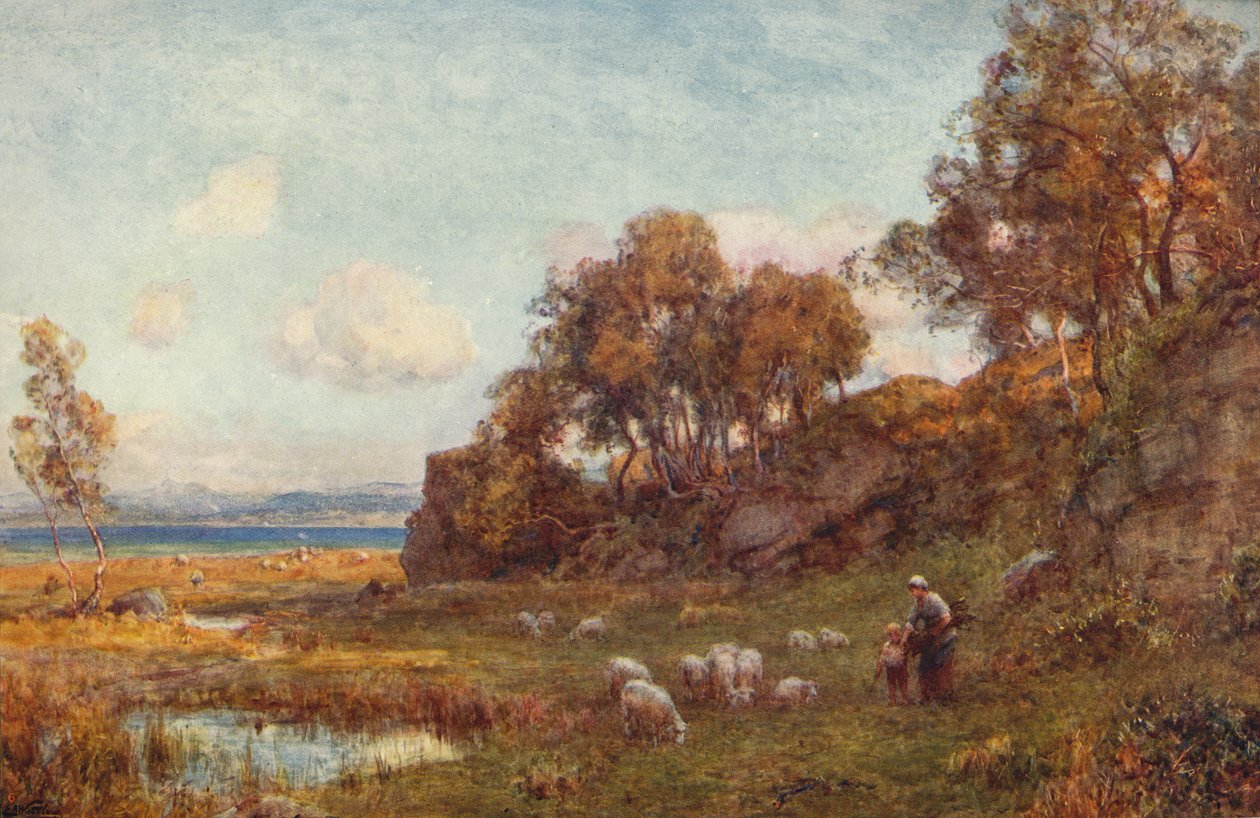 Osłonięte pastwiska, ok. 1900 autorstwa Sir Ernest Albert Waterlow