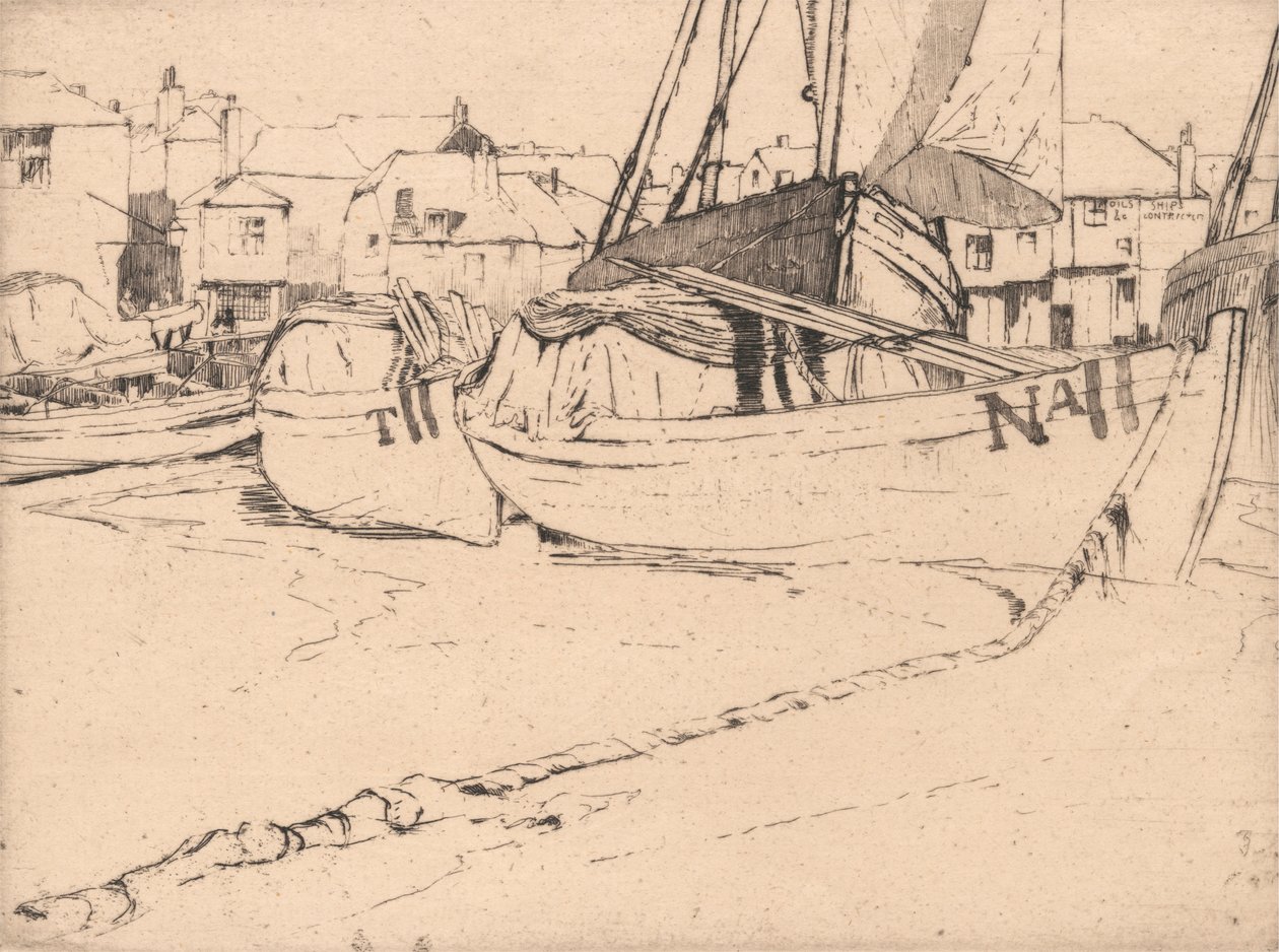 Sekwany łodzie, St. Ives, Kornwalia autorstwa Sir Frank Short