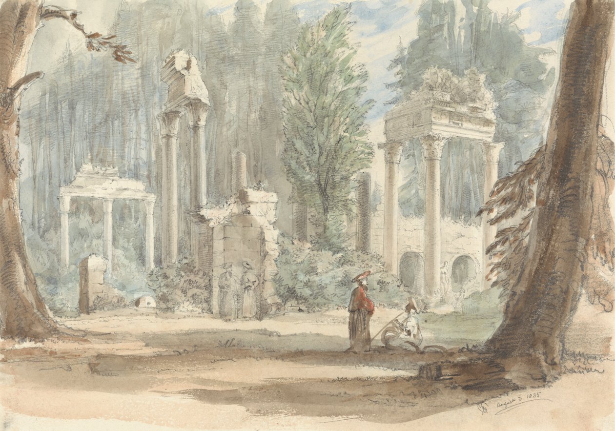 Ruiny z Leptis Magna, gdy pojawiły się w Royal Park w Virginia Water autorstwa Sir George Hayter
