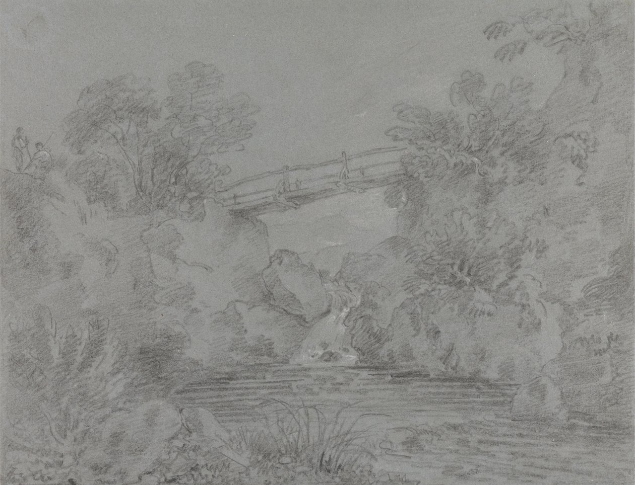 Most nad basenem w Llanrwst autorstwa Sir George Howland Beaumont seventh Baronet