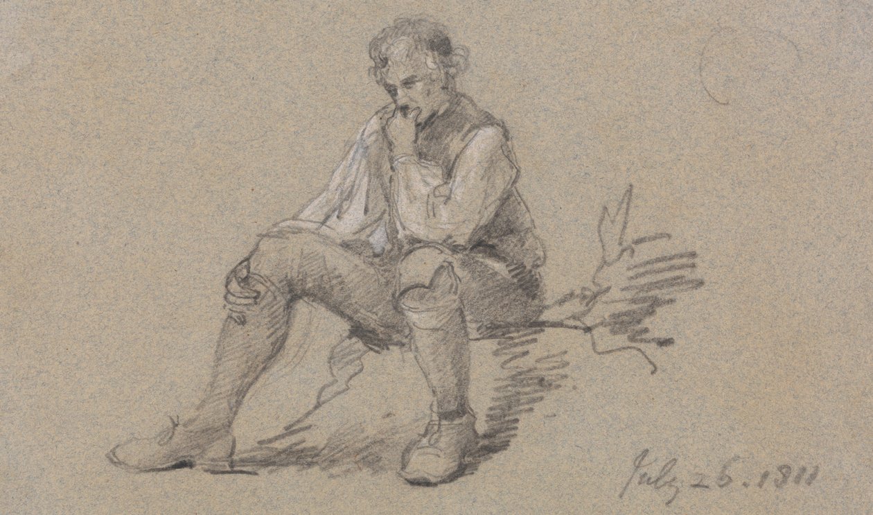Mężczyzna siedzi autorstwa Sir George Howland Beaumont seventh Baronet