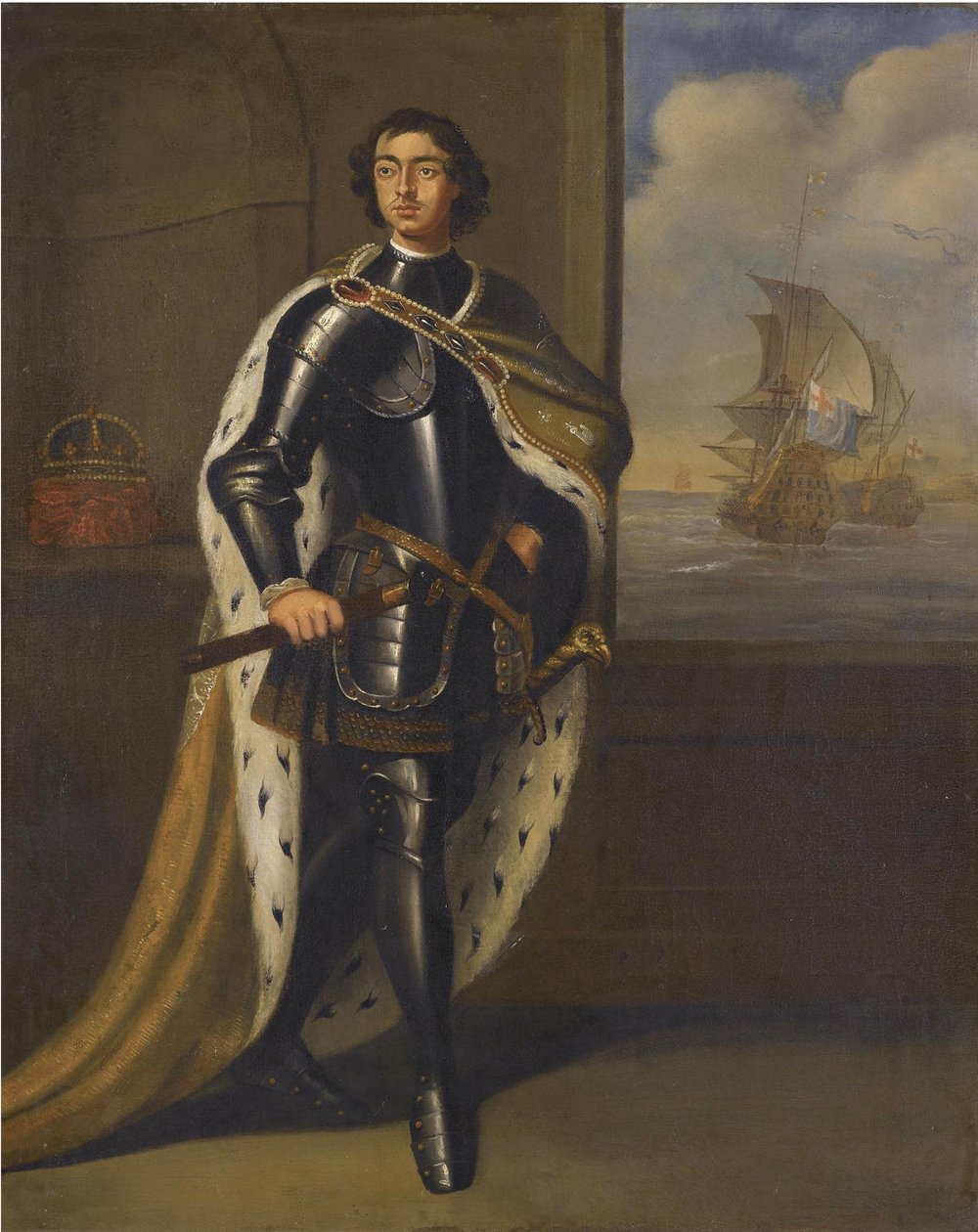 Portret cesarza Piotra I Wielkiego 1672-1725, lata 90. XVI wieku autorstwa Sir Gotfrey Kneller