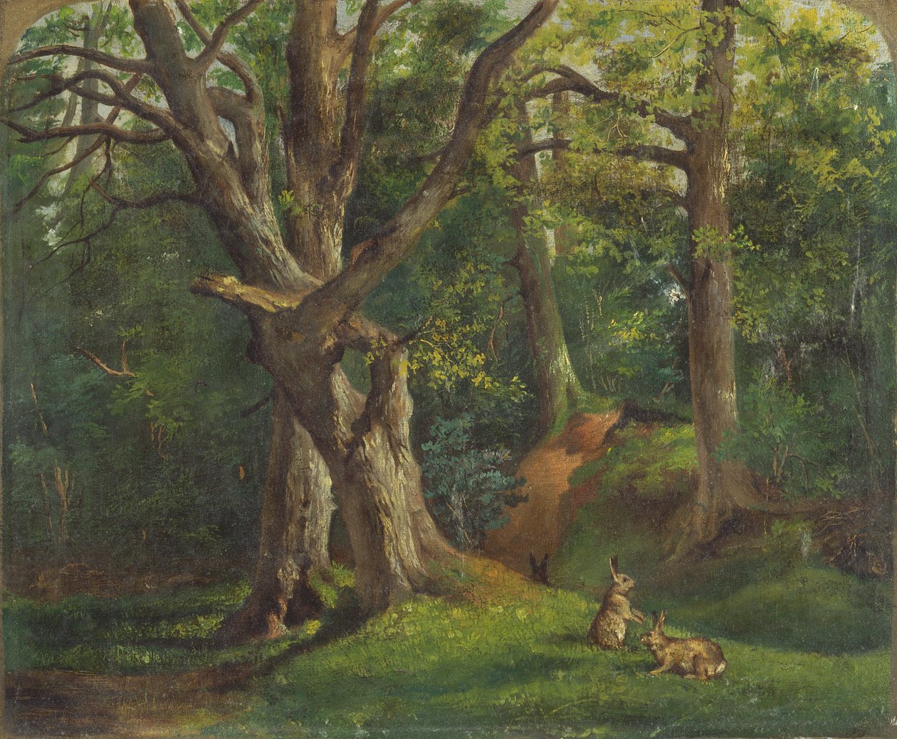 Leśna scena z królikami autorstwa Sir Hubert von Herkomer