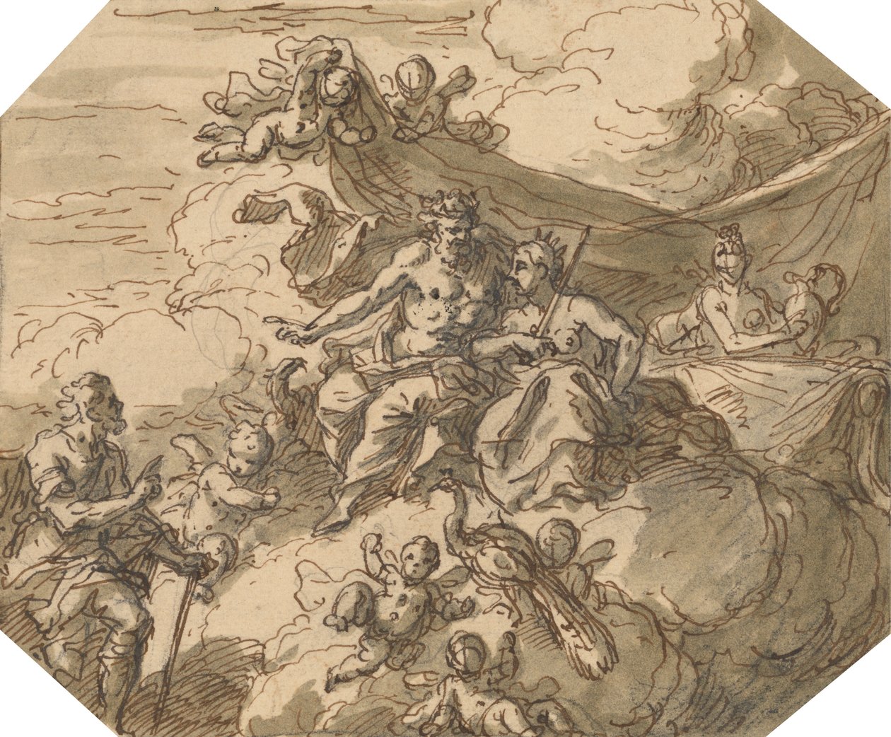 Projekt sceny mitologicznej z Jowiszem i Junoną autorstwa Sir James Thornhill