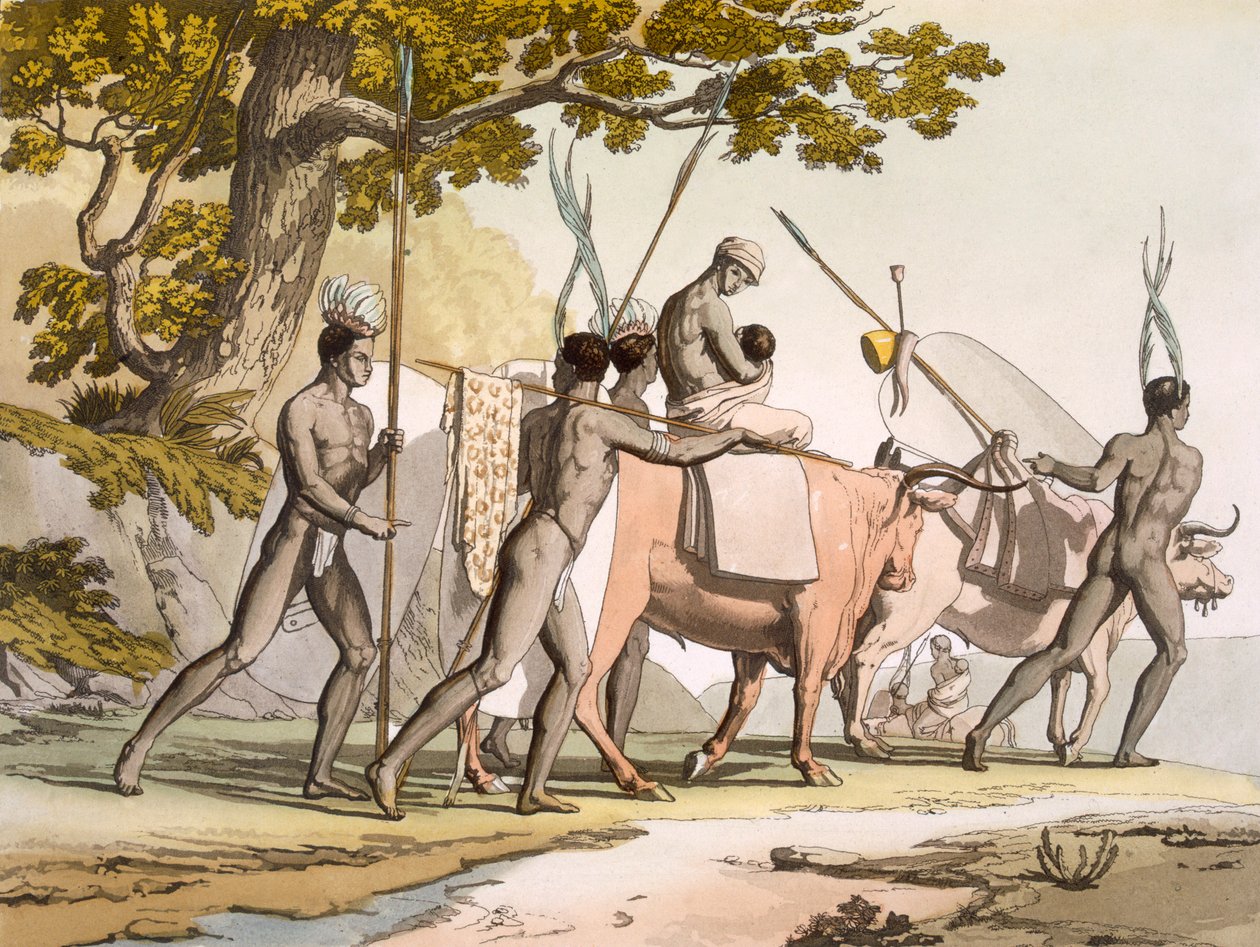 Korah Hottentoci z Cape w ruchu, tom II, c1820-40. autorstwa Sir John Barrow