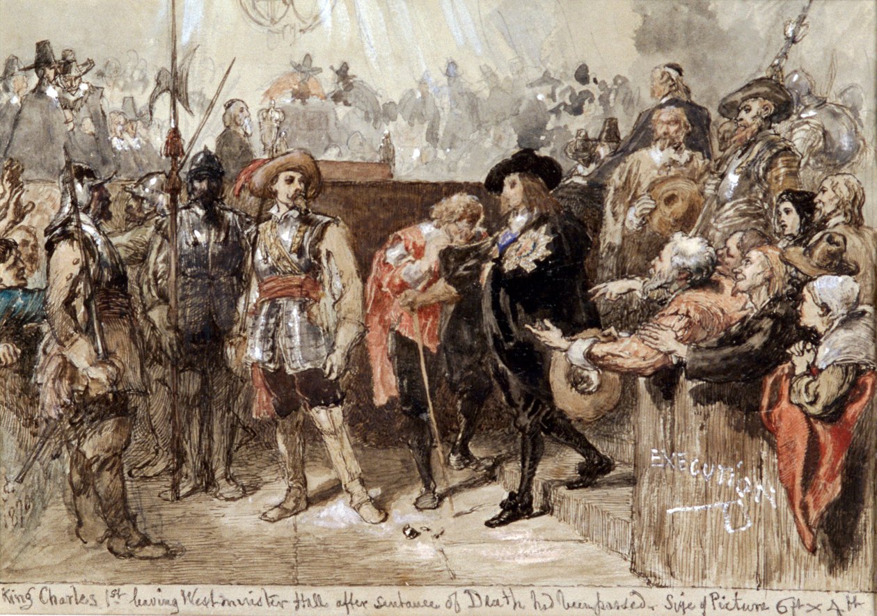 „Charles I opuszcza Westminster Hall po procesie”, 1870 autorstwa Sir John Gilbert