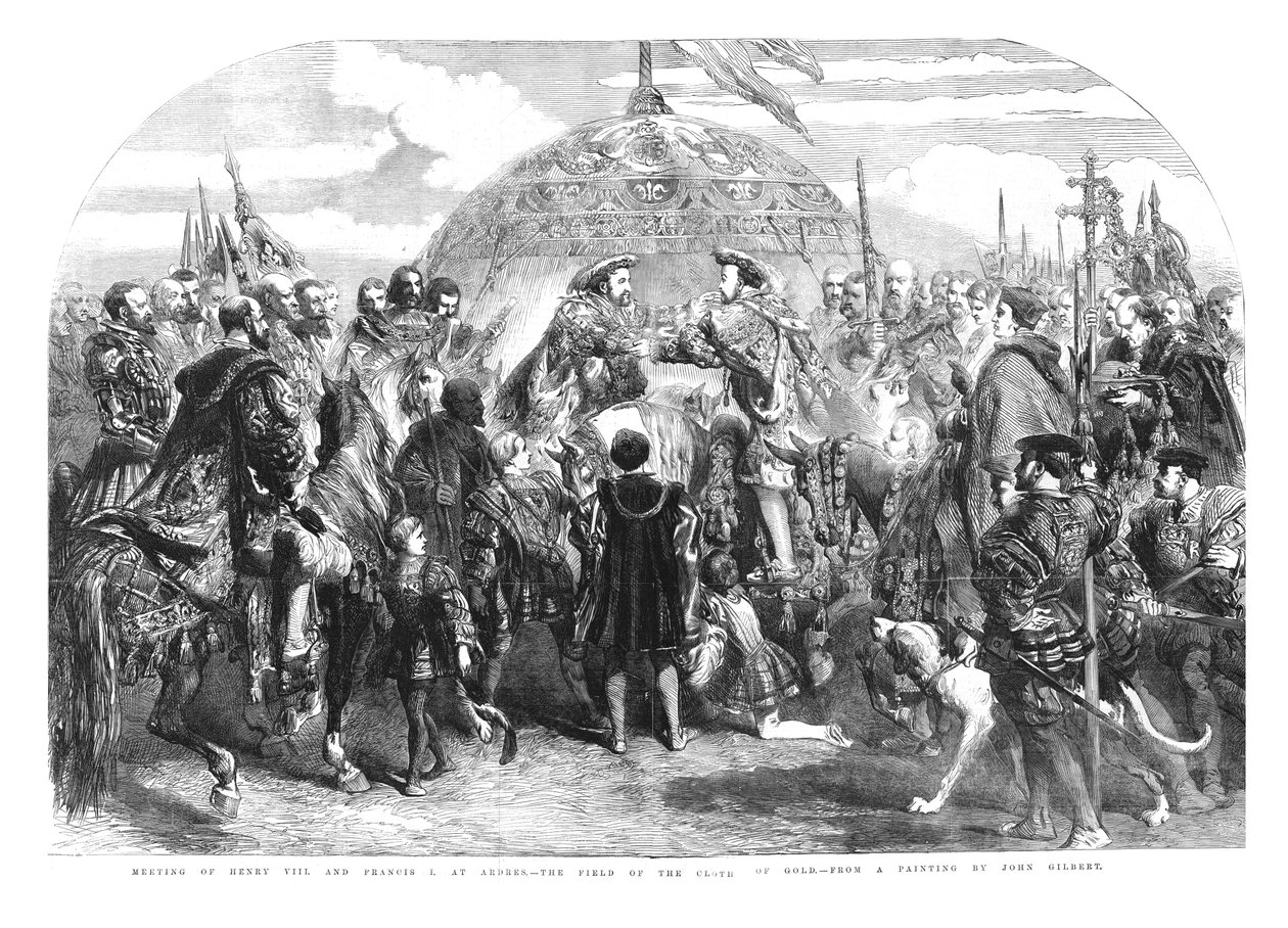 Spotkanie Henryka VIII i Franciszka I. w Ardres – Pole Zlotej Sukni, 1520, 1855 autorstwa Sir John Gilbert