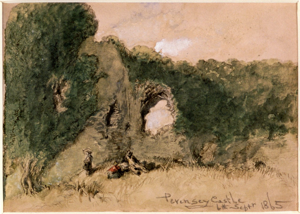 Zamek Pevensey, East Sussex, 1865 autorstwa Sir John Gilbert