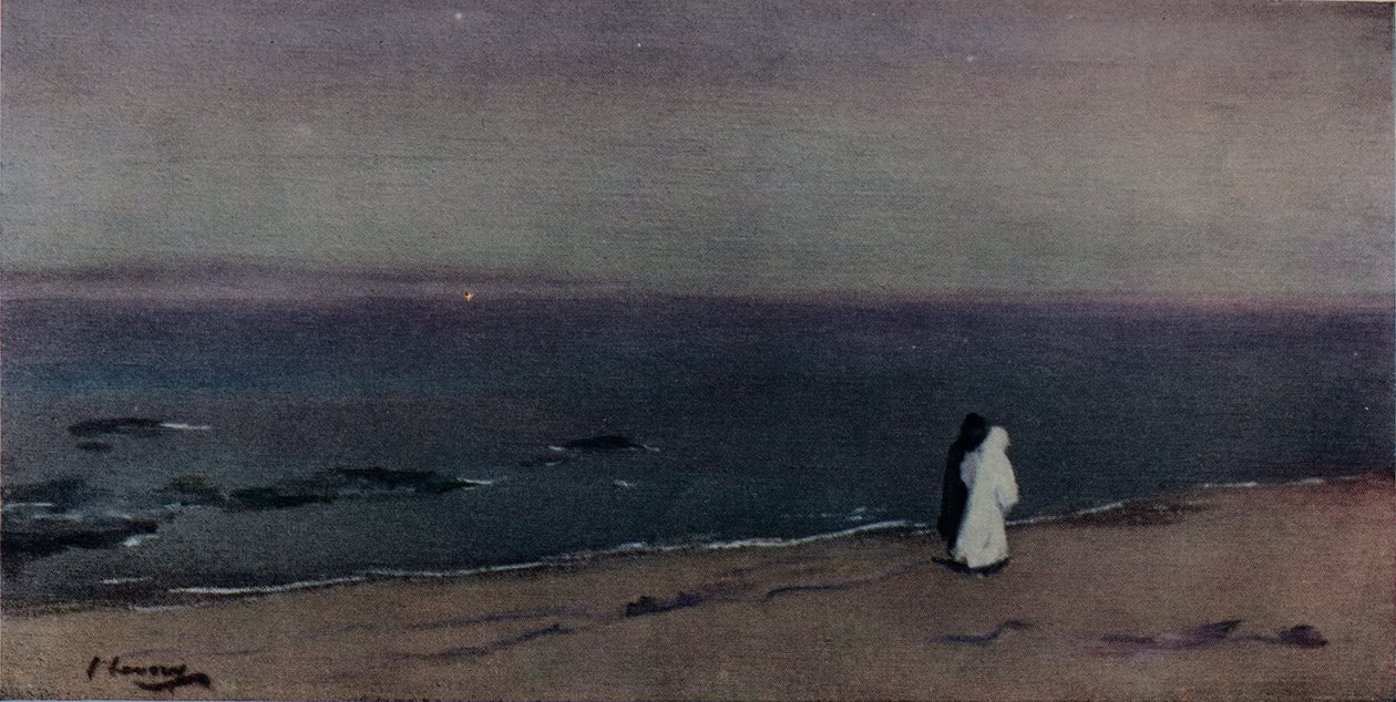 Wybrzeże, światło księżyca, c1908 autorstwa Sir John Lavery