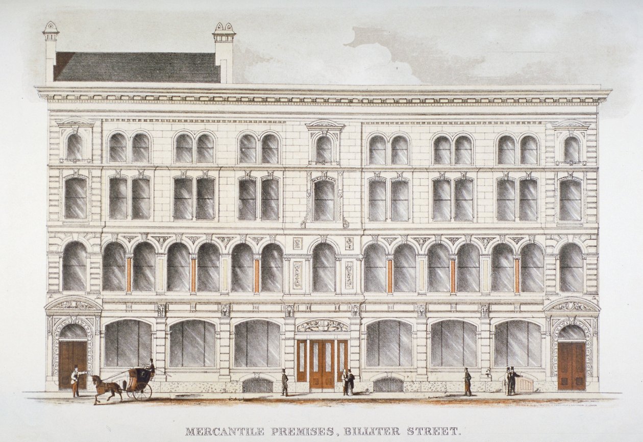 Widok lokalu handlowego, Billiter Street, City of London, 1875 autorstwa Sir Joseph Causton and Sons