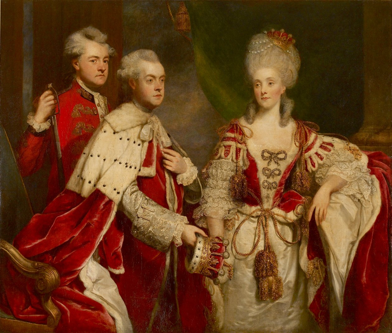George, 2. hrabia Harcourt, jego żona Elżbieta i brat William, 1780 autorstwa Sir Joshua Reynolds