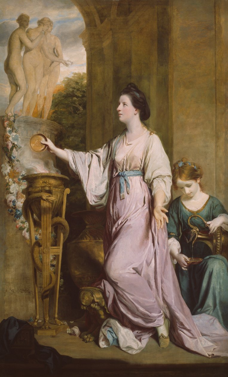 Lady Sarah Bunbury poświęcenie łaskom, 1763-65. autorstwa Sir Joshua Reynolds