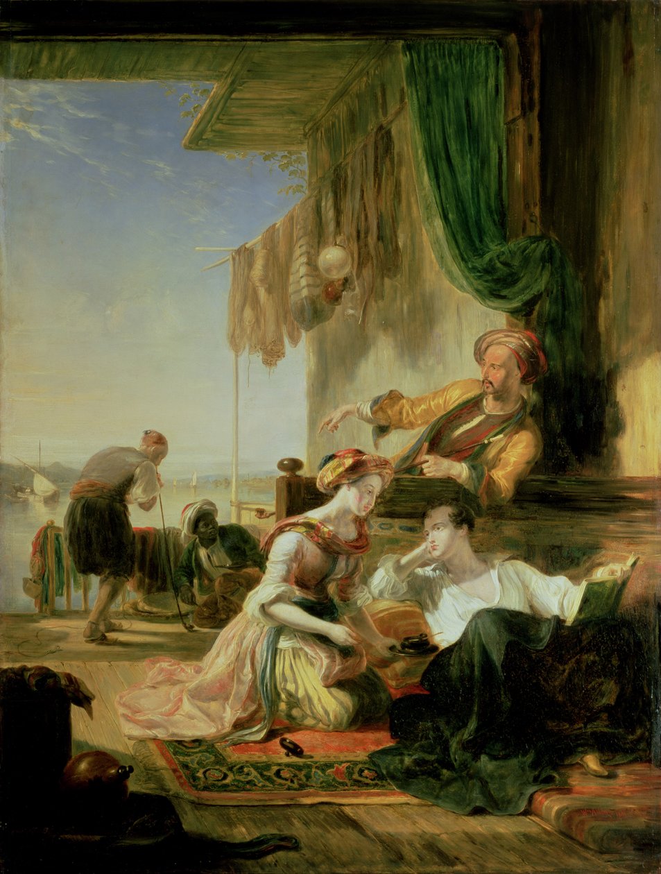 Lord Byron spoczywający w domu rybaka pływającego po Hellesponcie, 1831 autorstwa Sir William Allan